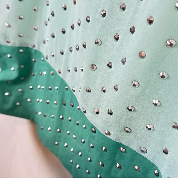 Umgee Sheer Studded Tank Top Green Blue Size M 🔥 - Picture 10 of 12